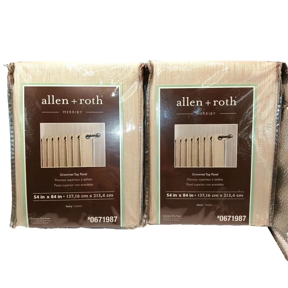 2 Allen & Roth Curtain Panels Merriby Grommet Top Panel Ivory 54x84